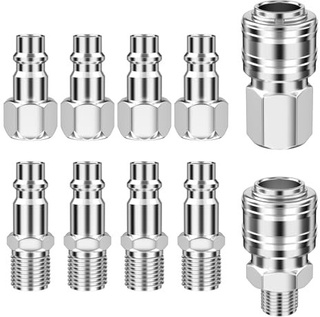 Tryslyn Lot de 10 raccords rapides à air comprimé, raccord rapide, raccord pour compresseur, raccords de connecteur pneumatique pour outils pneumatiques