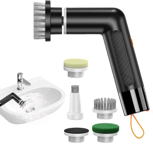 Hogvinnatil Spazzola Elettrica Per Pulizia - Scopa Elettrica Portatile per Cucina | Pulitore Elettrico Portatile con Spazzole Rimovibili per Cucina, Fughe e Vasca
