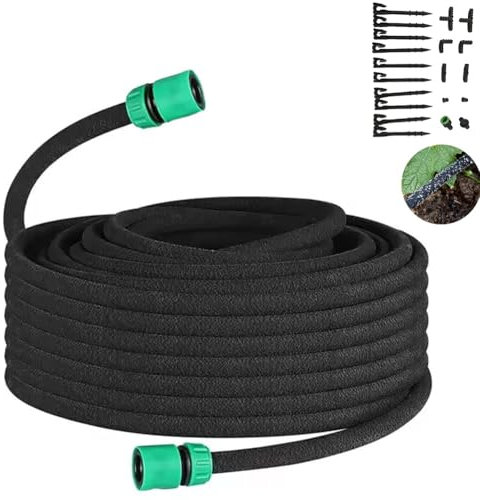 Tuyau Arrosage Poreux, Flexible Tuyau D'irrigation Goutte à Goutte Pour Jardinage économe En Eau, Flexible Irrigation Kit Jardins, Pelouses, Terrasses(20m)