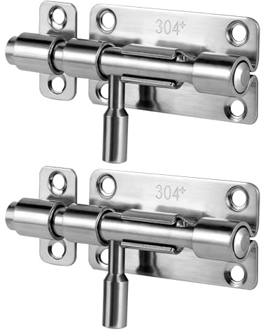 2 Pezzi Chiavistello Scorrevole in Acciaio Inox Chiavistello per Cancello Scorrevole,Slide Bolt,Chiavistelli per Porta per Lucchetto,Bullone Serratura Porta Chiavistello in Legno