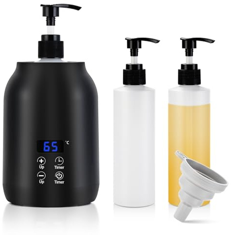 Massage Oil Warmer with 2 Bottles & Timer Professional Lotion Heater 30°C–65°C Spa Oil Heater for Salon Home (403B)