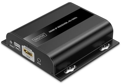 DIGITUS Receptor extensor HDMI IP para DS-55351 – UHD 4k 60 Hz – HDMI 2.0 – hasta 200 m de alcance – unidad receptora – punto a multipunto – CAT 6 – negro