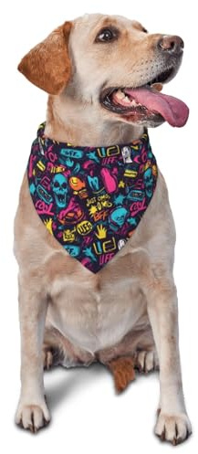 Hundehalstuch mit Totenkopf-Kritzelmuster für kleine, mittelgroße und große Hunde, verstellbar, niedliches Katzentuch, Dreieck-Lätzchen, Schal, Taschentuch, Zubehör