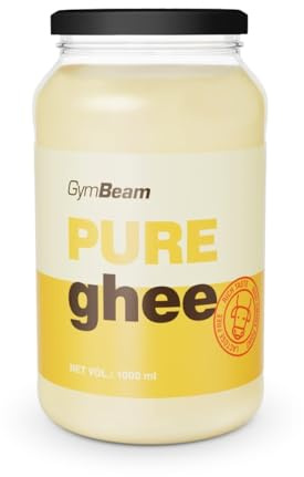 GymBeam Ghee Puro Senza Lattosio - Grasso di Burro Concentrato con Punto di Fumo Alto, Ideale per Cucinare, Cuocere, Arrostire e Friggere, Non Refrigerare, Gusto Intenso di Burro, 1000 ml