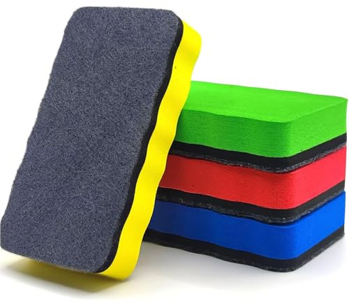 4 pezzi di spugna per lavagna bianca, 4 colori per lavagna magnetica, gomma asciutta con cuscinetto in feltro spesso per la pulizia a secco su molte superfici, lavagna bianca Eraser per lavagne