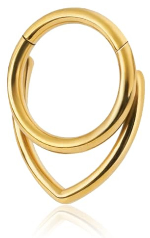 Septum Piercing,Septum Clicker Hinged Segmentring,316L Edelstahl Piercing Ring für Tragus Nostril Bauchnabel,Nasenpiercing Ring Cartilage Rook Daith Tragu Piercing Schmuck für Frauen und Männer (Gold)