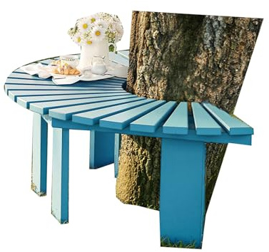 Solfjäderformad Trädbänk, Halvrund Trädgårdssits I Trä, Stark Bärförmåga, For Poolkant (inkluderar Endast Bänkar)(Blue)