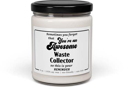 Waste Collector Candle Gifts for Women Men - Appreciation Thank You Birthday Retirement Graduation - Coworker Staff Sanitation Worker Refuse - 9oz Soy Wax Cinnamon Vanilla Scent