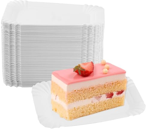 SEUICYNE 400 Stück Pappteller Eckig, 16x10,5cm Kuchenteller Pappe Weiß, Paper Plates, Papierteller Eckig, Party Teller für Familienfeier, Geburtstagsfeier, Gastronomi, Haushalt