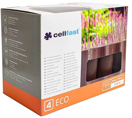 CellfasCellfast - Palizzata da giardino 4 ECO, colore marrone, look naturale, set da 16 pezzi, lunghezza totale 38,4 m, palizzata flessibile per aiuole e riposo, 4 ECO, per giardino, look naturale