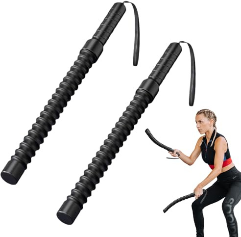 Lot de 2 cordes de combat pour salle de sport à domicile, cordes de combat lestées sans corde, équipement d'entraînement portable et silencieux pour tonifier tout le corps, brûler les graisses et