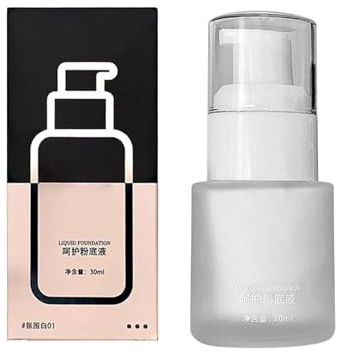 White Foundation Liquid Base, Waterproof Matte Concealer, Face Makeup Cream with Smooth Coverage, Compact Pack Utility with Easy Blend, Beauty Cosmetic, Longtail Stage Performance Aid for Cosplay Use