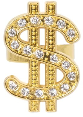 P' Clown Dollarring – Gold, Pailletten