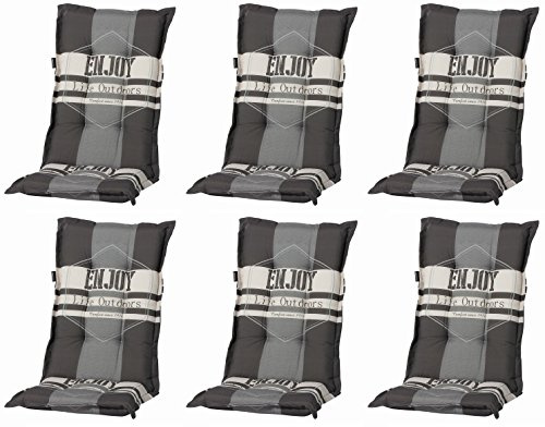 Madison Luxus Hochlehner Auflagen F331 6er Set Anthrazit 120 x 50 x 8 cm