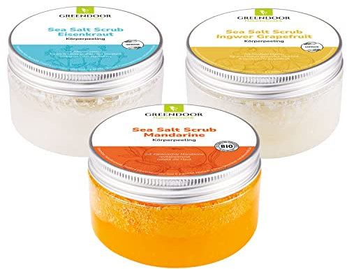 GREENDOOR Körperpeeling Salz SPARSET FRESH 840g, 3 frische Meersalz Peeling Körper, scrubs vegan, natürlich ohne Mikroplastik, Duschpeeling Naturkosmetik ohne Konservierungsmittel, Natur Geschenke