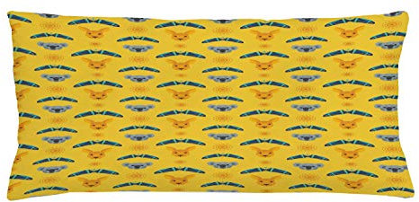 ABAKUHAUS Kangaroo Throw Pillow Cushion Cover, Australian Aboriginal Pattern Boomerang and Koala Bear Animal, Decorative Square Accent Pillow Case, 36 X 16 Inches, Multicolor