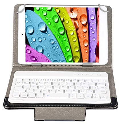 Topiky Tastiera Bluetooth da 7 Pollici e Set di Cover,Custodia Protettiva per Tastiera Bluetooth Ultrasottile da 7 Pollici in Pelle PU con Tastiera,per Android per iOS per,per Cellulare