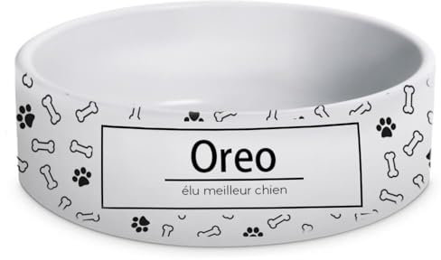 CADEAUX.COM - Gamelle Personnalisable pour Chien Adulte en Céramique - Antidérapante, Antidébordement - Originale - Cadeau Noël