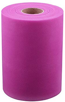Rotolo Bobina di Tulle per Decorazioni e Composizioni, 25 cm x 100 metri (Fucsia)