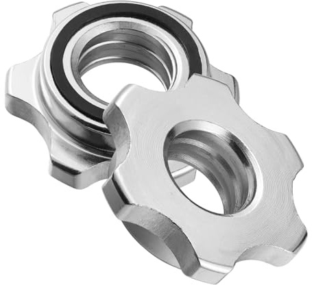 Garneck 2 x Standard-Hantel-Spin-Lock-Verschlüsse, Schraubklemmen, Anti-Rutsch-Spin-Lock-Verschlüsse für Kurzhantel, Gewichtheben, 2,5 cm (Silber)