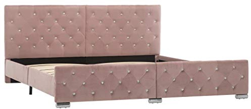 vidaXL Polsterbett Klassisch Bett Doppelbett Stoffbett Ehebett Schlafzimmerbett Bettgestell Bettrahmen Lattenrost Rosa Samt 180x200cm