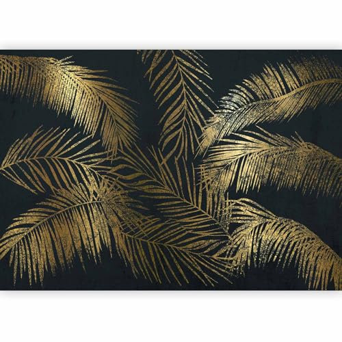 murando - Papier Peint Panoramique Adhésif Nature 392x280 cm - Tapisserie Murale Autocollante Décoration Chambre - Jaune vert gris - Texture tropical béton palmiers plantes nature b-A-0910-a-d