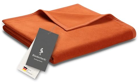 biederlack® Kuscheldecke Cotton Uni - Terracotta, Sofadecke in 150x200 cm | Made in Germany, Wohndecke aus Baumwolle und Polyacryl, einfarbige Couchdecke, wärmende Decke, OEKO-TEX Made in Green