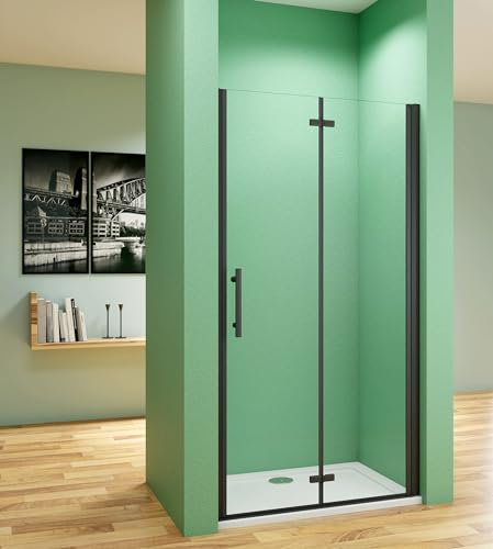 Aica Sanitär Duschtür 110cm Duschabtrennung Nischentür Falttür 6mm Nano Glas,Höhe 195cm