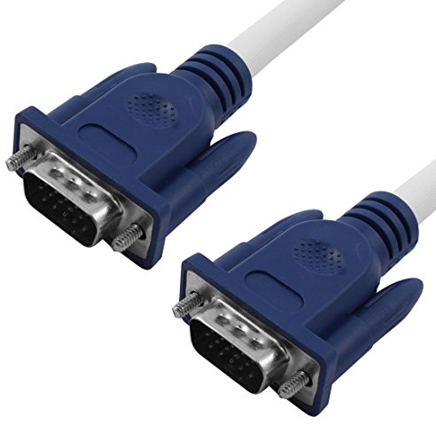 Ruilogod Proyector LCD Computadora Monitor VGA Varón al cable de extensión masculino 5 pies de color azul largo