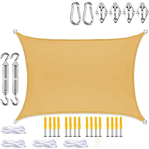 Tenda a Vela ombreggiante,con Kit di Montaggio da 40 pezzi Tenda da Sole, Protezione Raggi UV, Vela Parasole, Adatto per Esterni, Terrazza, Giardino (400x500 cm rettangolare)