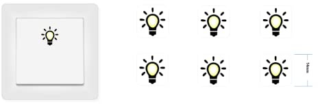 Licht Aufkleber Set mit 6 Stück Aufkleber Lichtschalter Aufkleber Symbol (RP8/1) (14mm)