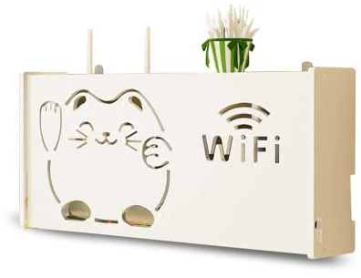 JHLA Plug Row Hub Board Finishing Desktop Aufbewahrungsbox Kleine Mini-Wandregale Sachen Perfekt für DVD-Player, TV-Box, Fernbedienungen, B52 x 9,5 x 25 cm