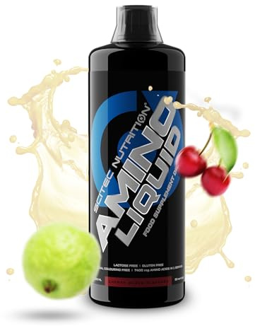 Scitec Nutrition Amino Liquid | Breites Spektrum an Aminosäuren | mit Vitamin B6 | Fettfrei, zuckerfrei | Verbessert den Proteinstoffwechsel, 1 l, Kirsche-Guave