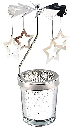 Uposao Rotierender Kerzenhalter Glas, Karussell Teelicht Teelichthalter Motiv Liebe Spinnen Teelicht Kerzenhalter Kerzenständer Weihnachtsdeko für Geburtstag Hochzeit Deko Wohnzimmer Tischdeko