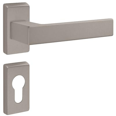 Gedotec Schmalrahmen-Drückergarnitur Aluminium | 1 Set Türbeschlag Türgriff Zimmertür auf schmal-Rosette | PZ - Zylinder | Drücker-Paar nickel | PUSH 1317 | Türgarnitur inkl. Befestigungsmaterial