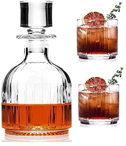 decantador Whisky Decanter Wine Decanter Whisky Decanter Set para licor Bourbon o vino, incluye 2 vasos de whisky