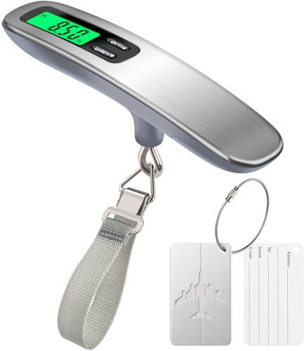 Digital Luggage Scale for Travel, 110lbs (50kg), Portable Weighing Scale for Luggage with LCD Backlit, Suitcase Scale with Luggage Tag, Hanging Baggage Scale, Accuracy 10 Grams