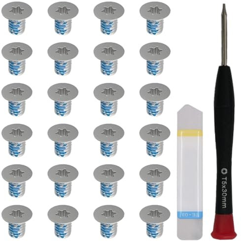 ZHUROUPU 24 Pcs M2x3 T5 Bottom Screws Compatible with for XPS 13 9343 9350 9360 XPS 15 9550 9560 Precision M5510, Secure Bottom Cover Wrist Rest Support, Torx T5 Screwdriver (Silver)