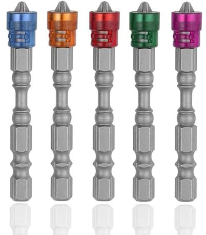 Teocpai 5 Pièces Embout de Tournevis Cruciforme PH2 Foret Magnétique de 65 mm Mèche Pour Cloison Sèche à Queue Hexagonale de 1/4 Pouce