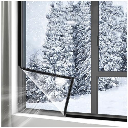 Xrdbfd Thermo Cover Fenster-isolierfolie, Fenster-kälteschutzfolie, Fenster-isolierfolie Thermo Cover, Transparente Folie, Thermo-fensterfolie, Wind-/Wasser-/staubdicht,WxH-120x200cm/47 * 79in