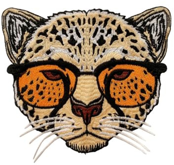Viusneun 1 Stück Großer Leopard mit Brille Stoff Patches, Flicken zum Aufbügeln, Tier-Flicken für Jacken, zum Aufbügeln, Stickerei, Applikation, dekorative Kleidung (15)