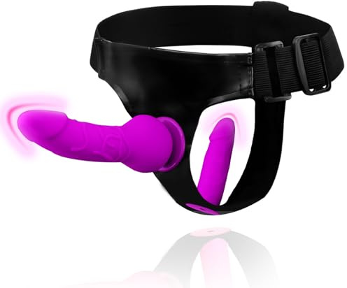 Strap On Dildo Adult Sex Toys, Wearable Strapon Harness with 2 Removeable Realistic Silicone Anal Small Dildo, Adjustable Dildos Harness for Couples' Pegging, Perfect for Beginners - Vibrant Purple