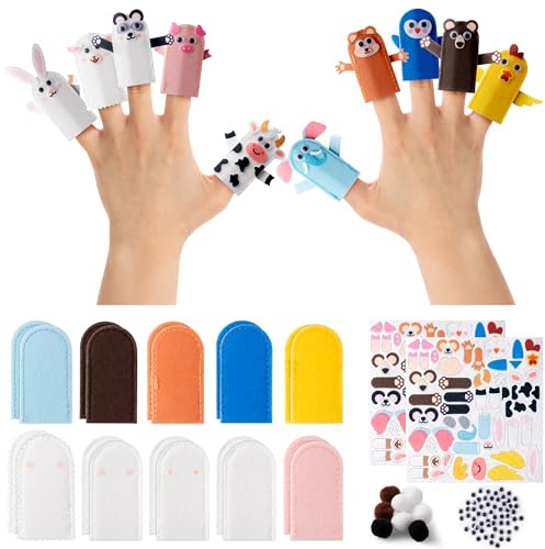 COcnny - Tier-Fingerpuppen-Set, 20 Stück, Bauernhof-Filz-Puppen für Kinder, machen Sie Ihr eigenes Fingergeschichtenerzähl-Spielzeug für Kunstgeschichten, Rollenspiel