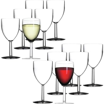 Mepal Weingläser-Set 12-teilig, Outdoorgläser aus Kunststoff, Rotweingläser (300 ml) und Weißweingläser (200 ml) für Camping & Unterwegs, Leicht & Robust, Spülmaschinenfest