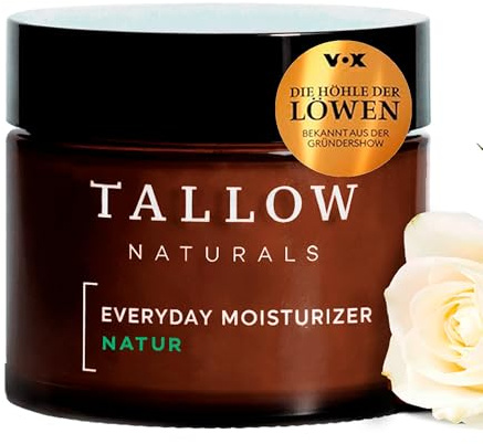 TALLOW Naturals Everyday Moisturizer Natur – VISTO IN TV - Crema Viso al Sego Bovino con Olio di Jojoba, Bio Beef Tallow Skincare, Crema Idratante Naturale da Bovini al Pascolo in Germania (50ml)