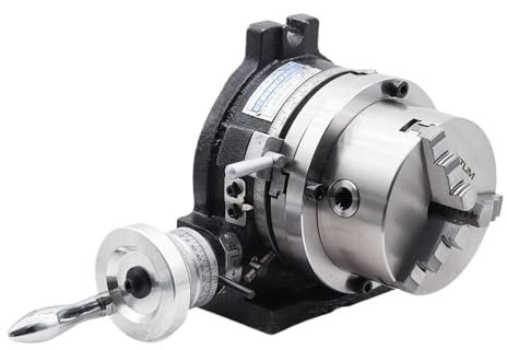 CIJIAOPOYU 4/6 inch 3-jaw chuck milling machine Indexing head Rotary table Universal Indexing Dials Rotary Vertical Horizontal(6 (125mm four-jaw))