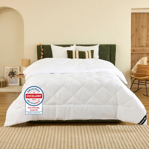 DREAMWAY Piumino Letto Matrimoniale 220x240 cm 4 Stagioni – Trapunta in Microfibra 300 gsm Morbida e Traspirante per Autunno/Inverno – Bianco, Certificata Oeko-Tex, Lavabile in Lavatrice