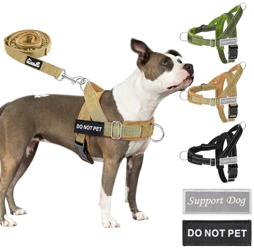 Eyein Hundegeschirr für mittelgroße Hunde mit Leine, Fleece-gepolstert | Anti-Zug Brustgeschirr mit 2 D-Ringen für Training & Spaziergänge, reflektierend, verstellbar an Hals & Brust (Braun, M)