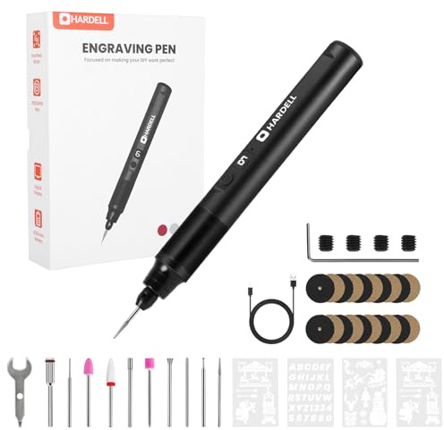 HARDELL Mini kit d'outils rotatifs sans fil avec 35 accessoires, moteur sans balais, 38 000 tr/min, affichage numérique à 6 vitesses, pour polissage, meulage, gravure, perçage, imprimante 3D