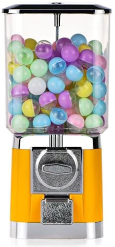 Capsules Vending Machine, Candy Gumball Vending Machine with 200 Eggshell, Output Range 25Mm~35mm, Capsules Bouncy Ball Dispenser for Game Retail Stores yellow